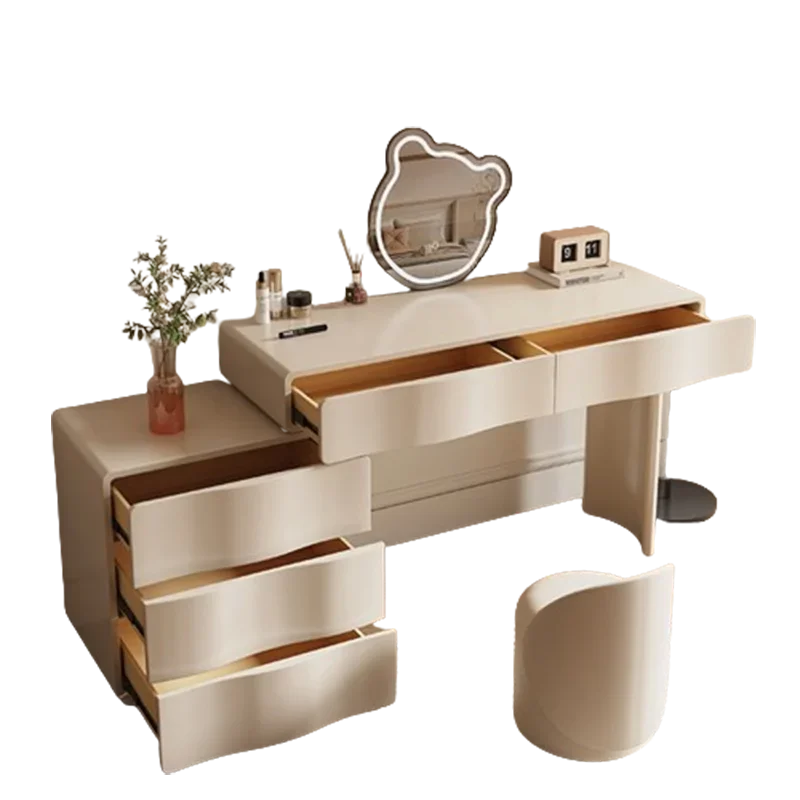 Luxury Solid Wood Dressing Table Mirror Bedroom White Drawer Dressing Table Girls Storage Penteadeira Para Quarto Furniture