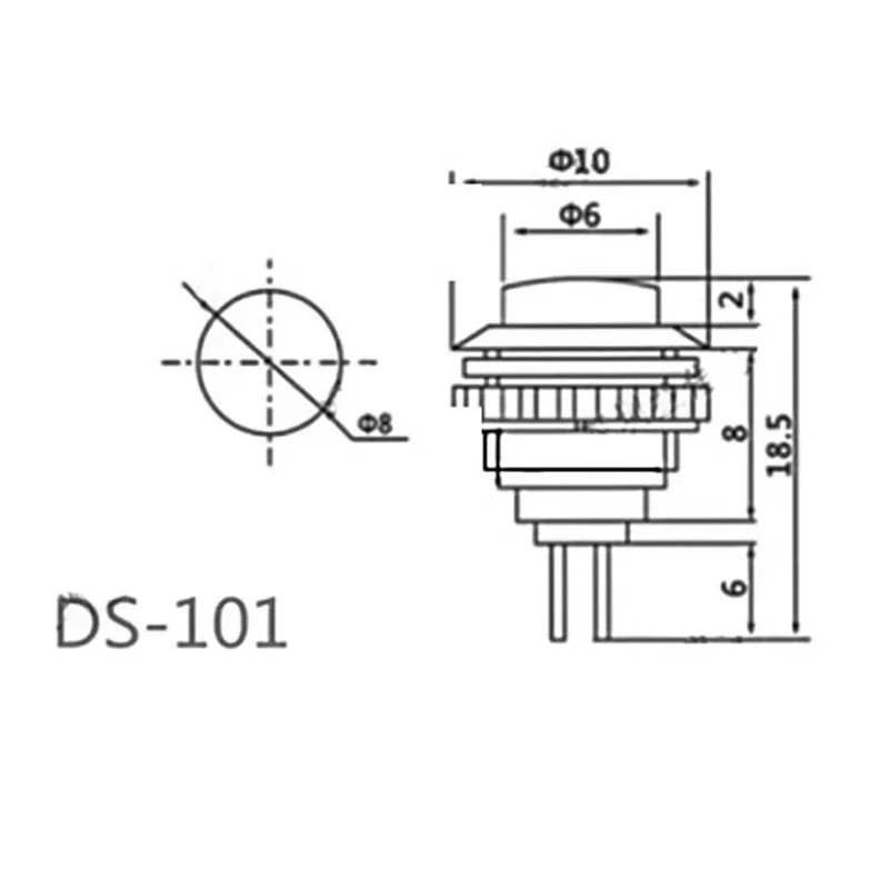 5/20/100PCS 2pin Micro Button Switch 8MM 0.5A 250V AC Reset Button Round Switch DS-101