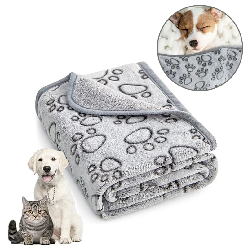 Soft Fluffy Cat Dog Blanket Pet Calming Blanket Warm Comfort Washable Small Quilt Cartoon Pattern Puppy kitty Sleeping Mat