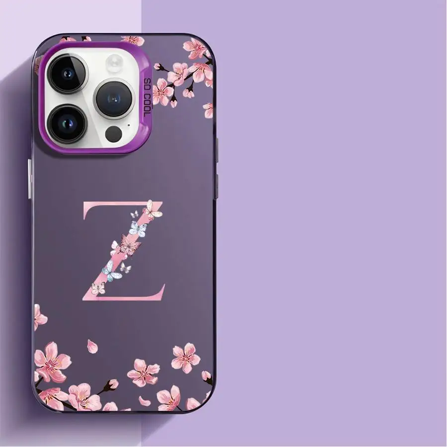 

Case For Apple iPhone 11 13 15 Pro Max 14 Plus 12 16 Silicone Shell Phone Cover Shockproof Protective Funda Flower Letter Y Z