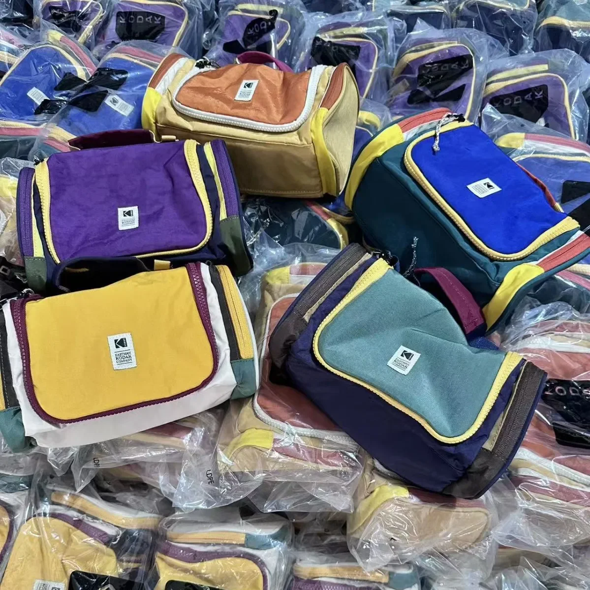 KODAK Retro Colorblock Camera Bag Crossbody Shoulder Handbag Unisex Lightweight Nylon Travel Backpack