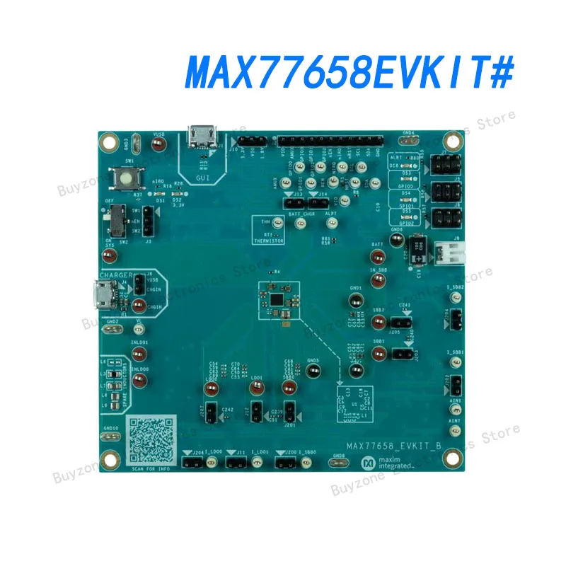 

MAX77658EVKIT# Evaluation kit, MAX77658BANX+, battery charger, power management