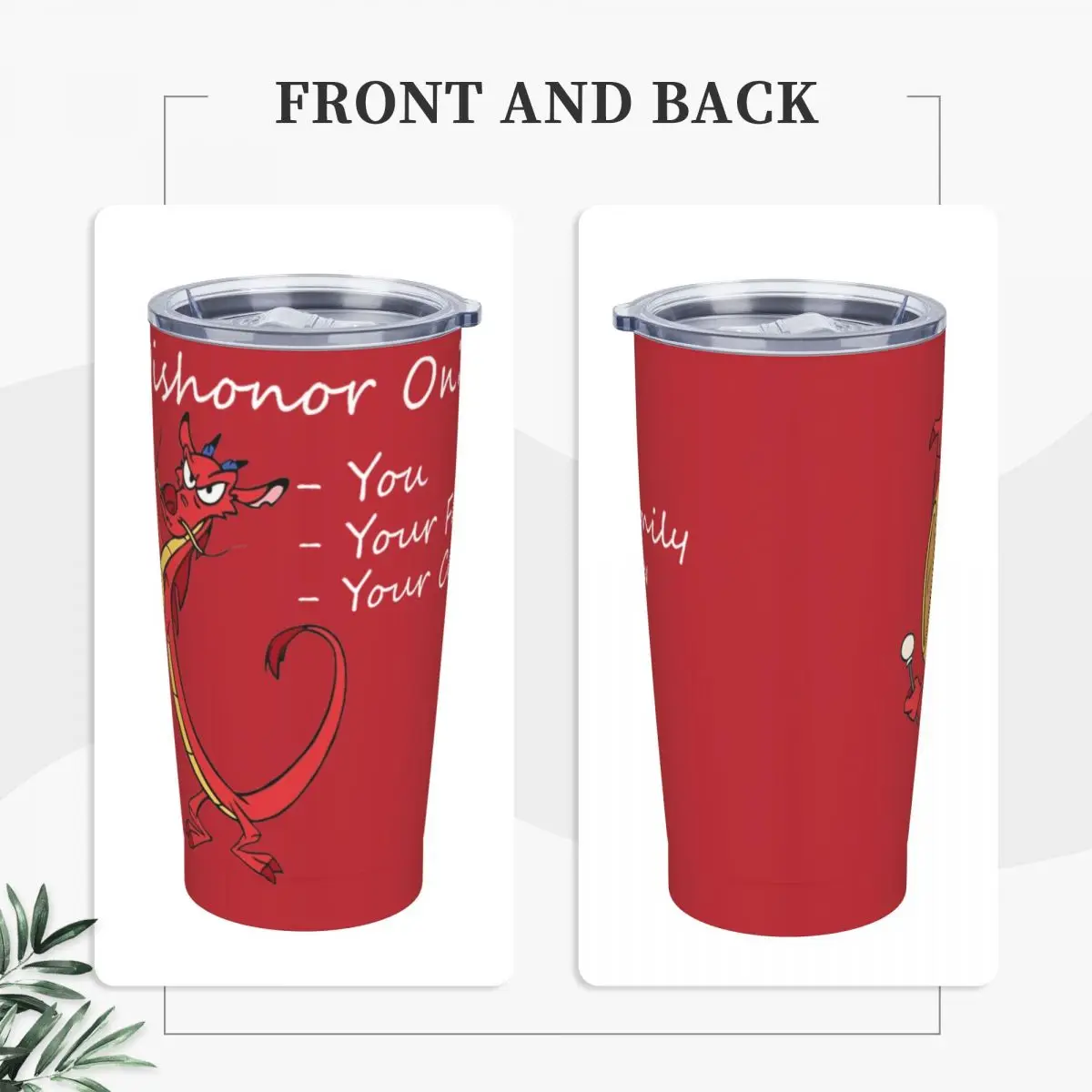 Stainless Steel Tumbler Mulan Mushu Mugs Cup With Straws Travel Hot Drinks Water Bottle Portable Large Capacity Thermal Cups