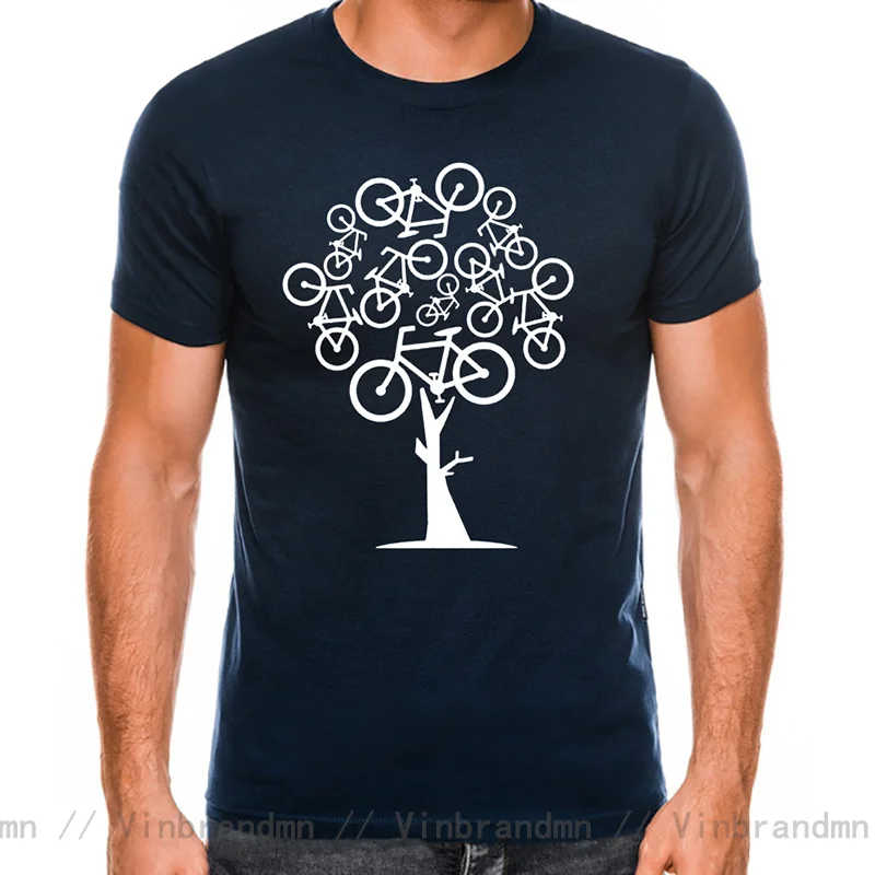 Artistic Picture Green Bicycle Tree T Shirt For Men Slim Fit Swag Plus Size Tee Camiseta Christmas Gift Tshirt Cotton Fabric Tee