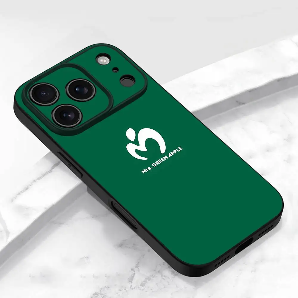 حافظة هاتف MGA M-Mrs GREEN APPLE Lilac لهاتف iPhone 17,16,15,14,13,12,11,Pro,Max,Plus,E,Air,غطاء أسود واقٍ صغير
