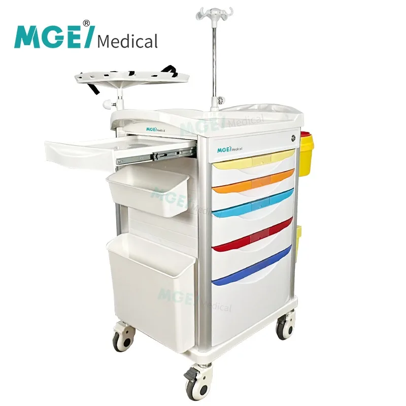 ABS Medical Emergency Crash Cart Treatment Trolley with Multi-Function Design Durable Hospital Use