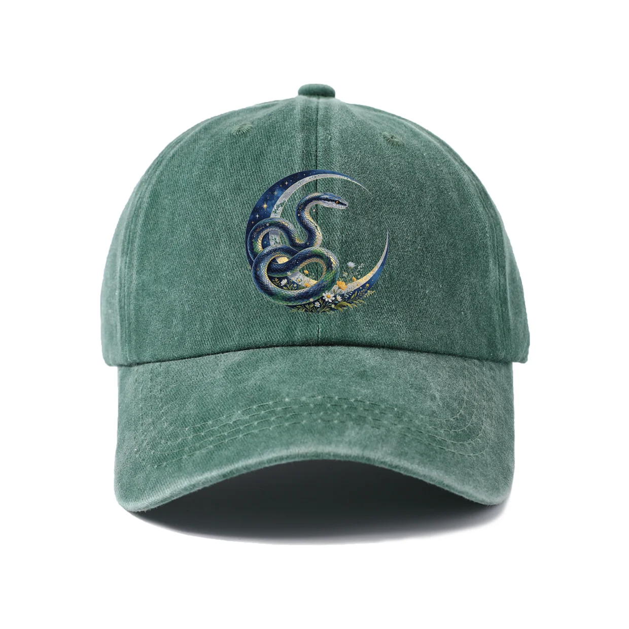 Ocean Yin Yang Graphic Baseball Cap, Vintage Washed Adjustable Unisex Dad Hat, Casual Gift