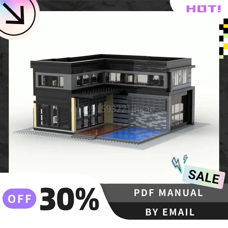 [1292PCS] Aangepaste MOC Moderne huis Creatieve Bouwstenen Set STEM Educatief Speelgoed DIY Bouw Model Kit Verjaardagscadeau
