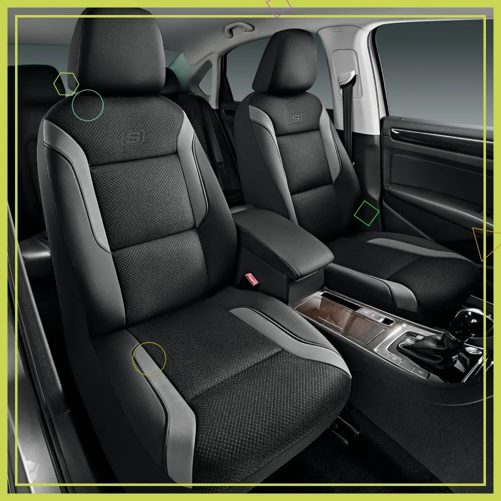 

Memory Foam Car Seat Covers with Air-Cool Mesh, Thick Protective Covers for Cars, Vans, Trucks & SUVs - Grey