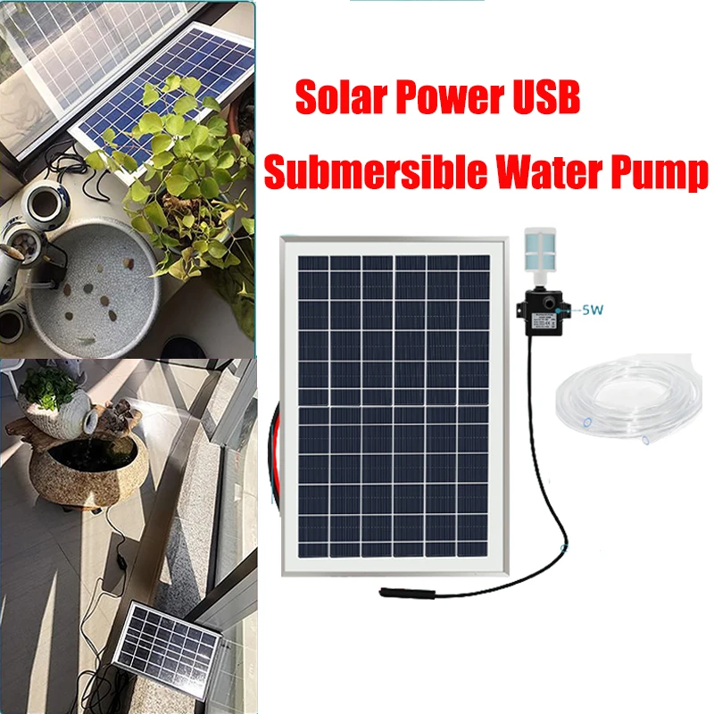 

Solar Power USB Submersible Water Pump for Garden Pool Fish Tank Rockery Solar Panel Decorative Fountain Outdoor Water Pump