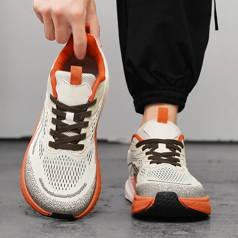 أحذية رياضية كاجوال للرجال قابلة للتنفس، أحذية رياضية فاخرة بدون كعب أنيقة - أحذية سباق مريحة للرجال