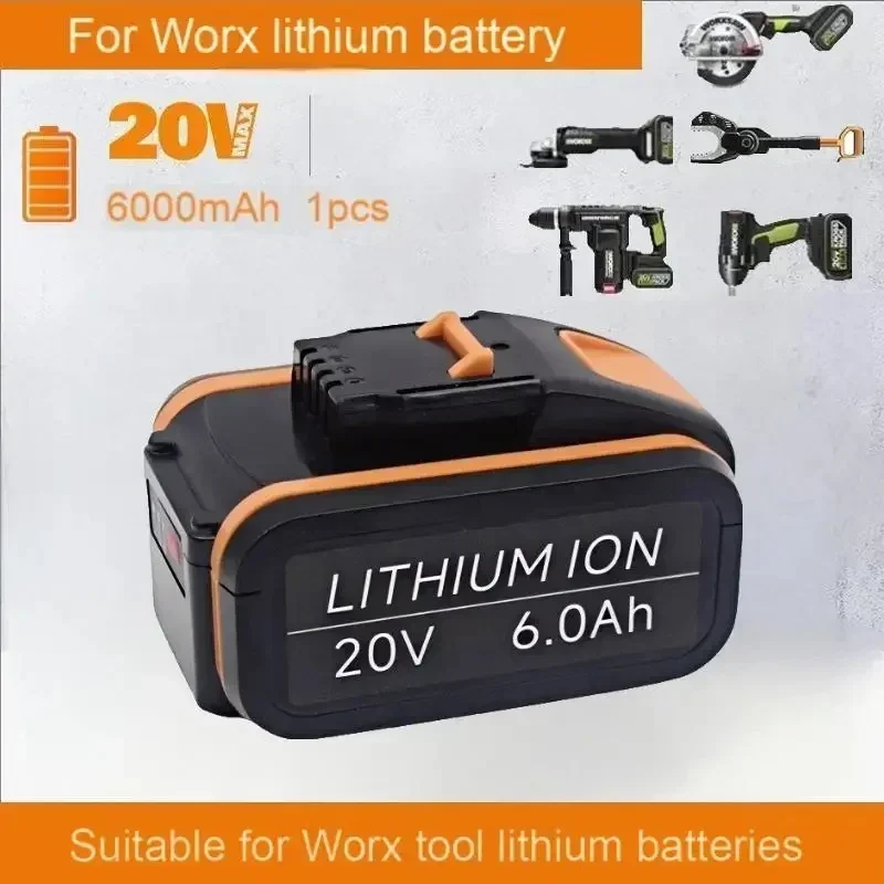 nieuwe 20V lithiumbatterij, compatibel met Worx gereedschapsbatterij 5,0 Ah-12,0 Ah