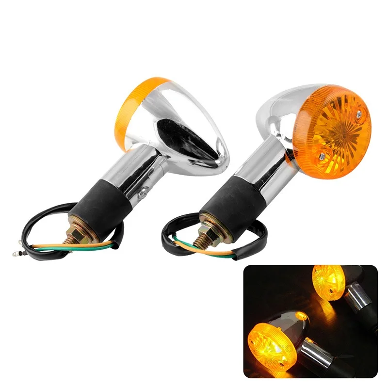 2PCS motorcycle universal refitted accessory turn indicator, mini flashing amber headlight Harley Sportster 883iron xl1200 12V