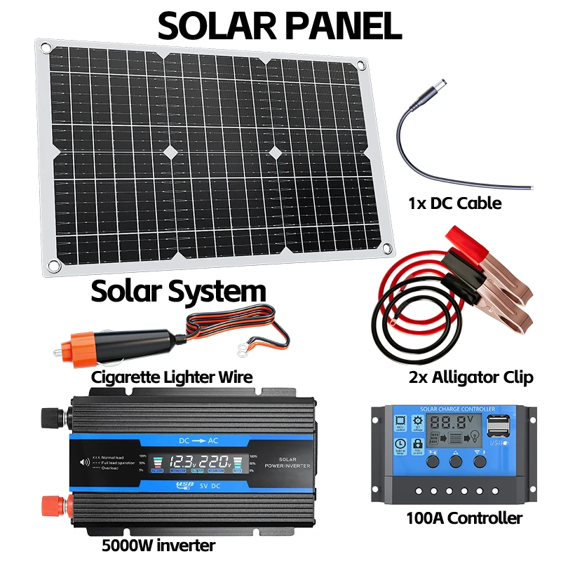 6000W Solar-Wechselrichter-Kit Komplette Stromerzeugung 600W Solarpanel 110V/220V System 12V Solarpanel 4000W-10000W Wechselrichter Opt – Detail 3