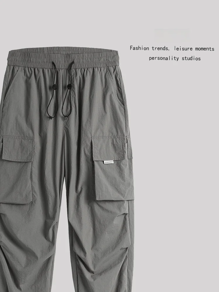 

Повседневные длинные брюки из нейлонового волокна, модные, универсальные, удобные, в городском стиле, с множеством карманов, осень 2024