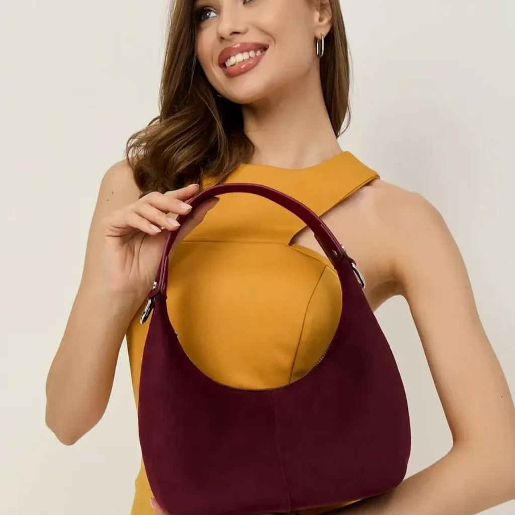 Vintage Suede Dumpling Storage Bag for Women 2026 Fashion Shoulder Crossbody Hobo Bag Casual Commuter Organizer Purse