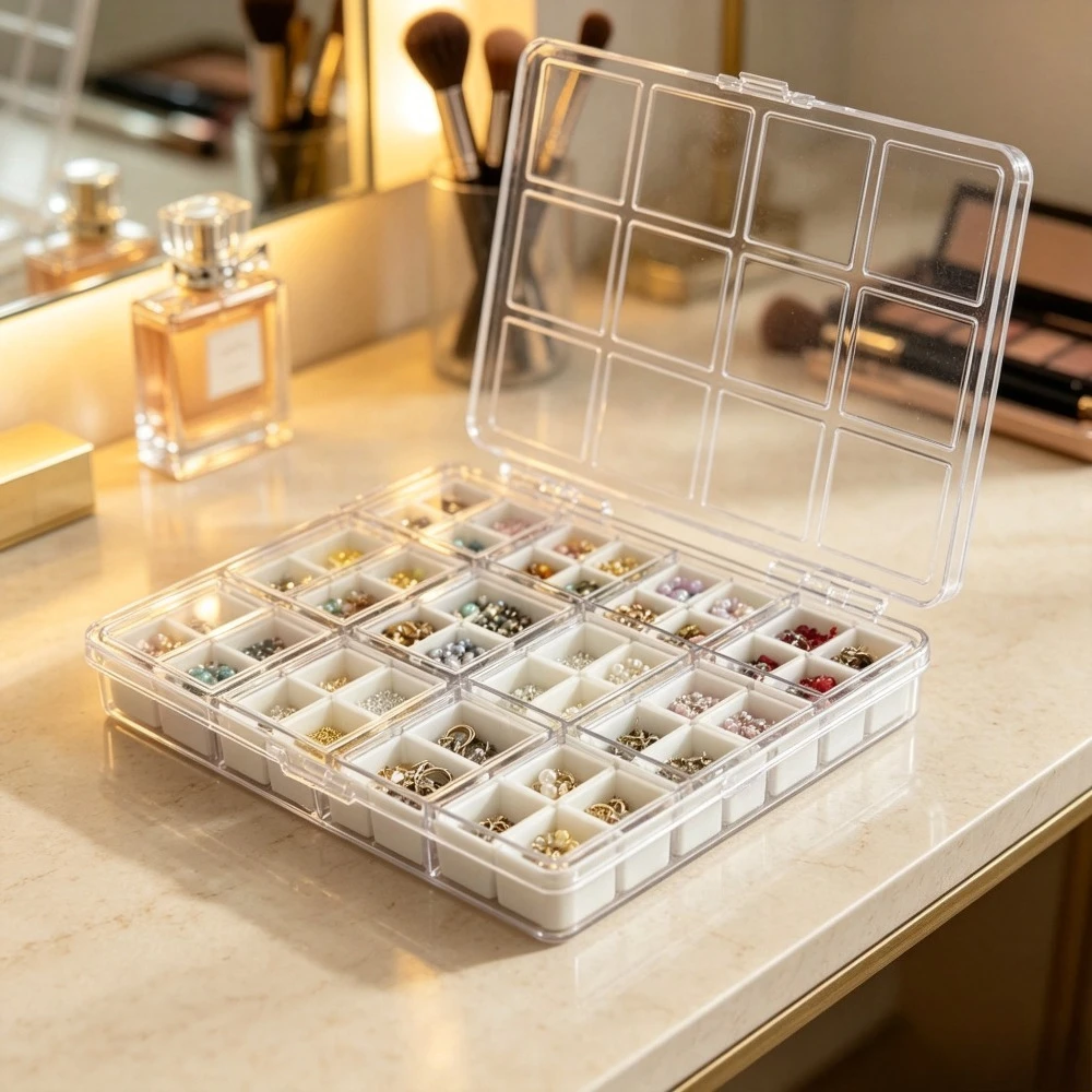 48 Grid Transparent Nail Accessories Storage Box Mini Compartment Jewelry Earring Organizer Container for Beads Rhinestones