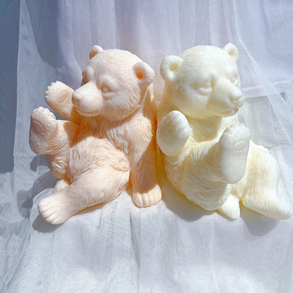 Imagem -04 - Vela Urso Branco Molde de Silicone Urso Polar Molde de Resina Animal Bonito Cera de Soja Presente de Decoração de Casa