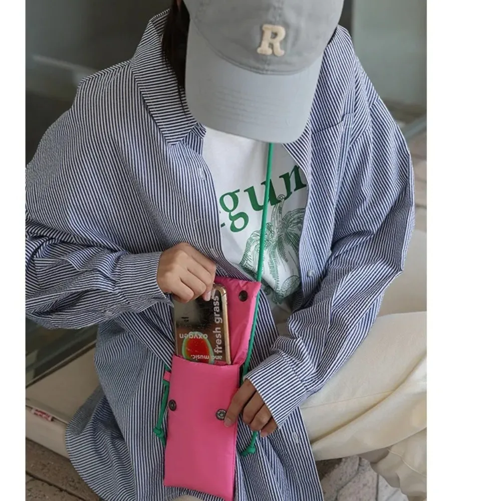 All Match Mini Phone Bag Green/Rose Red Contrast Color Shoulder Bag Storage Bag