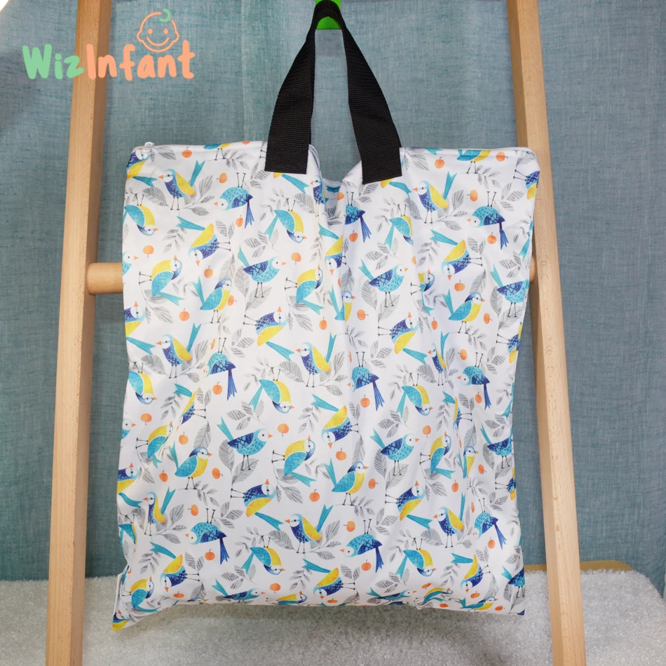 

WizInfant 1 Pcs Laundry With Zippered Waterproof Diaper Bags Large Hanging Wet/Dry Pail Bag for Cloth Diapers Inserts Nappy