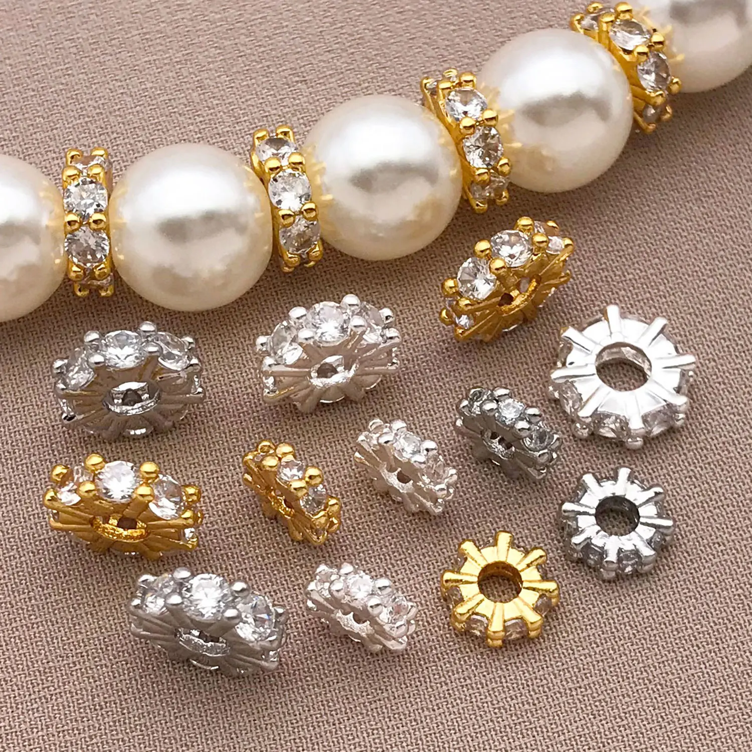 Mix 3 Pieces of 18K Copper Plated Real Golden Thick Silvery White Golden Wavy Pattern Spacer, DIY Jewelry Making Accessories