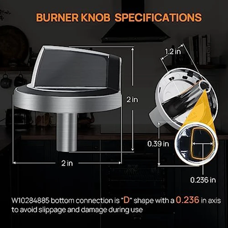 การเปลี่ยนลูกบิดเตา W10284885เหมาะสำหรับช่วงก๊าซน้ำวน/เตา/เตาอบแทนที่ PS11752001 WPW10284885 AP6018699