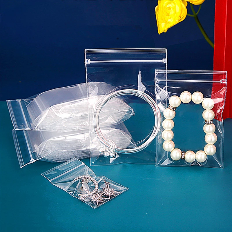 

100PCS Resealable Super Clear PP Zip Lock Packaging Bags Antioxidant Jewelry Bracelet Ring Chain Earrings Gifts Storage Pouches