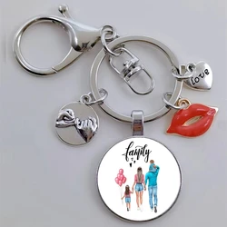 Super Family Happy Big Family Super Dad Mom Boy Girl Mother's Day Gift Keychain Diy New Parent-Child Parent-Child Fun Keychain