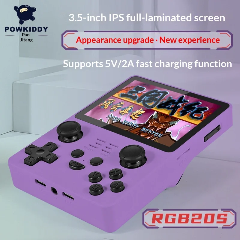 

Портативная ретро-игровая консоль Powkiddy RGB20S с открытым исходным кодом, 3,5-дюймовым IPS-экраном HD, поддержкой быстрой зарядки 5V 2A, для игр PSP и аркадных симуляторов