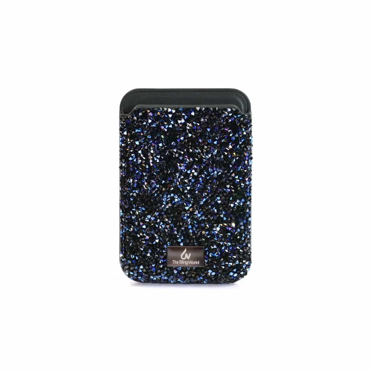 Роскошный магнитный держатель для карт для Apple 16 Pro, 15, 14, 13, блестящий Магнитный кожаный кошелек с бриллиантами, держатель для карт, мобильный телефон