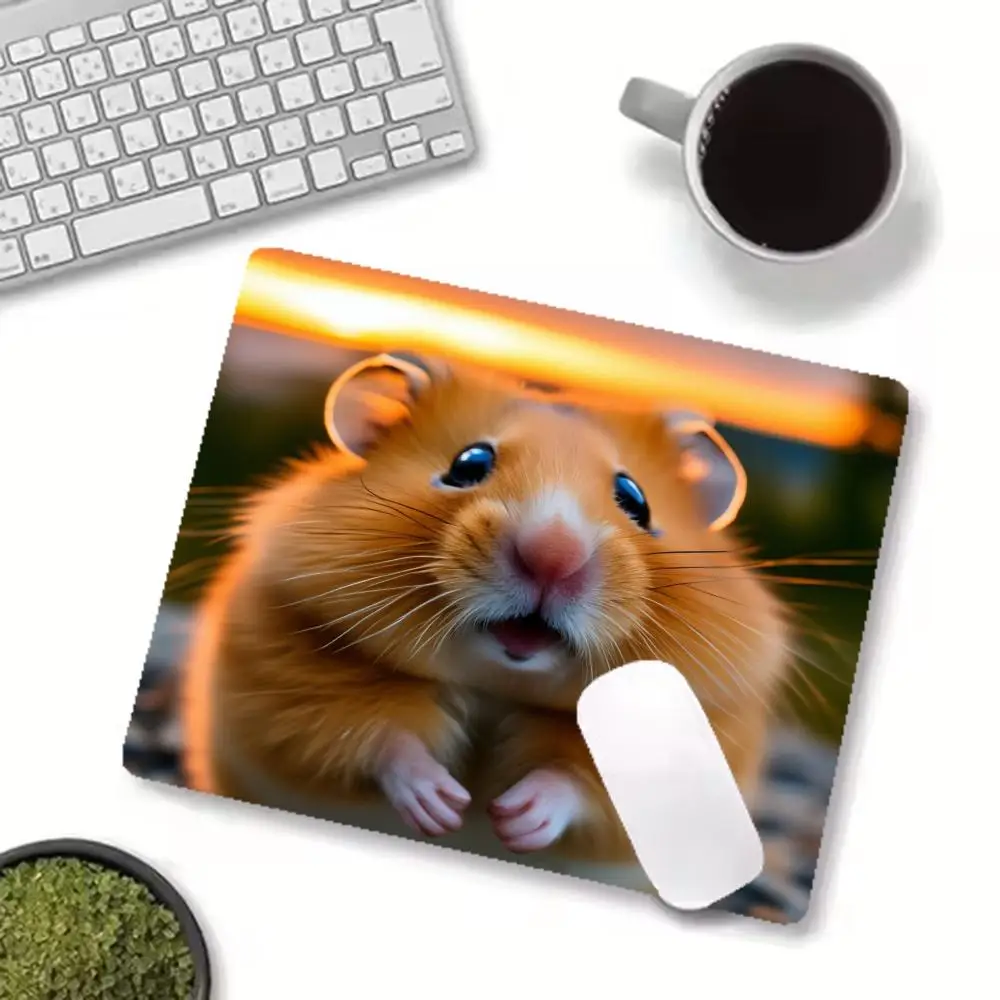 Tactical golden hamster squad fire scene artwork desk mat laptop games keyboard accessories anti slip large size mousepad