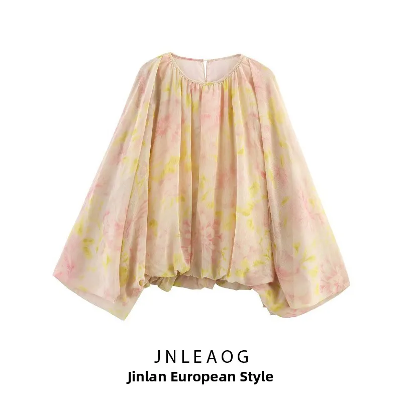 

JNLEAOG весенний новый женский модный дизайн с принтом irt повседневный свободный полиэстер длинный свек круглый Ne защита от ультрафиолета 2635066