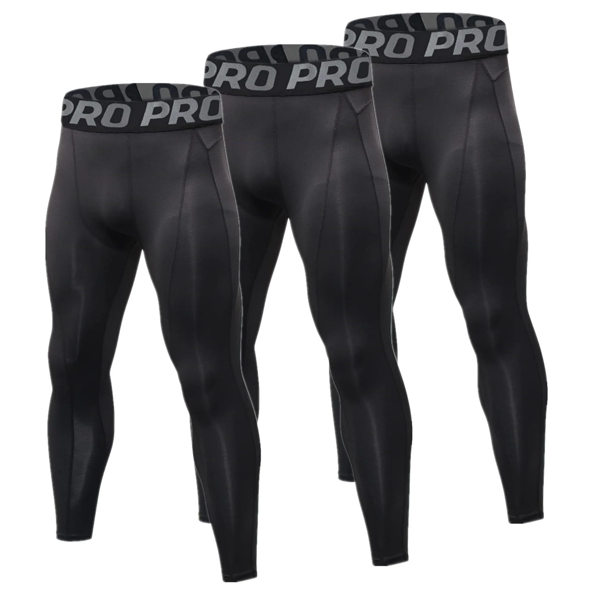 

3 Pack Men’s Compression Pants Tights Leggings Sports Baselayer Running Athletic Workout Active