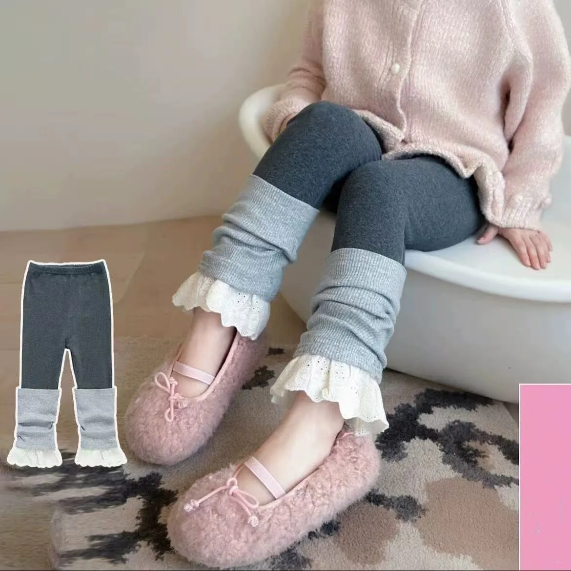 

Girls' Fashionable Lace-Trimmed Leggings Spring and Autumn New Arrivals Baby Girl Puffy Socks Trousers Korean Style Outerwear