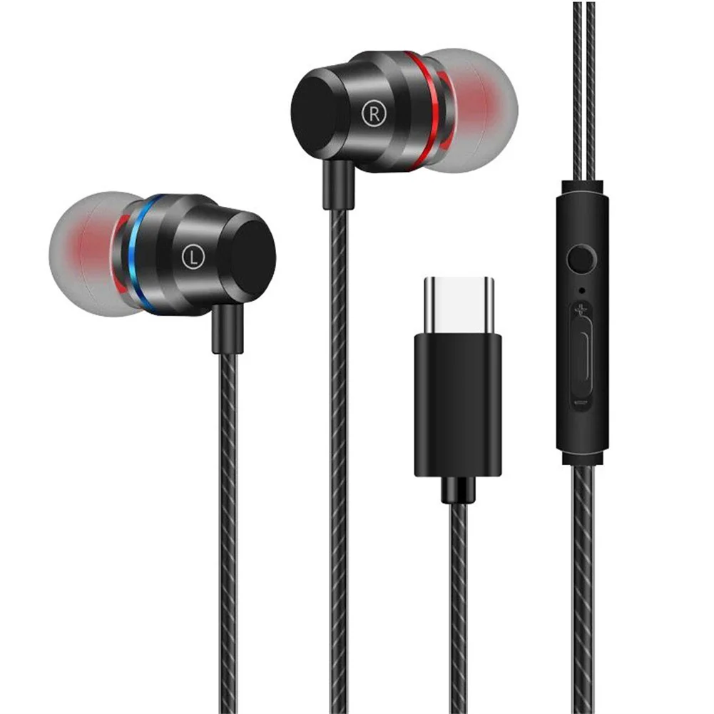 

Universal Type-c Earphone in-Ear Noise Reduction Wire-Controlled Tuning 3.5mm Phone Headset Black