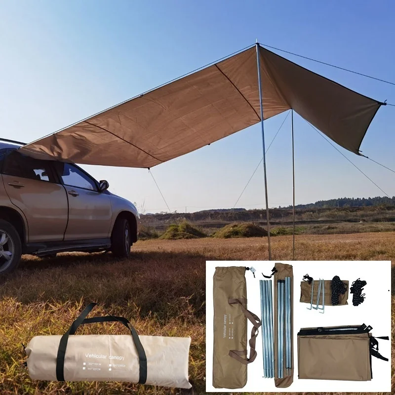 

3 Sizes Car Camping Tent Awning Shade Outdoor Waterproof Car Side Tail Awning Sun Shelter For Self-driving Tour Picnic Camping