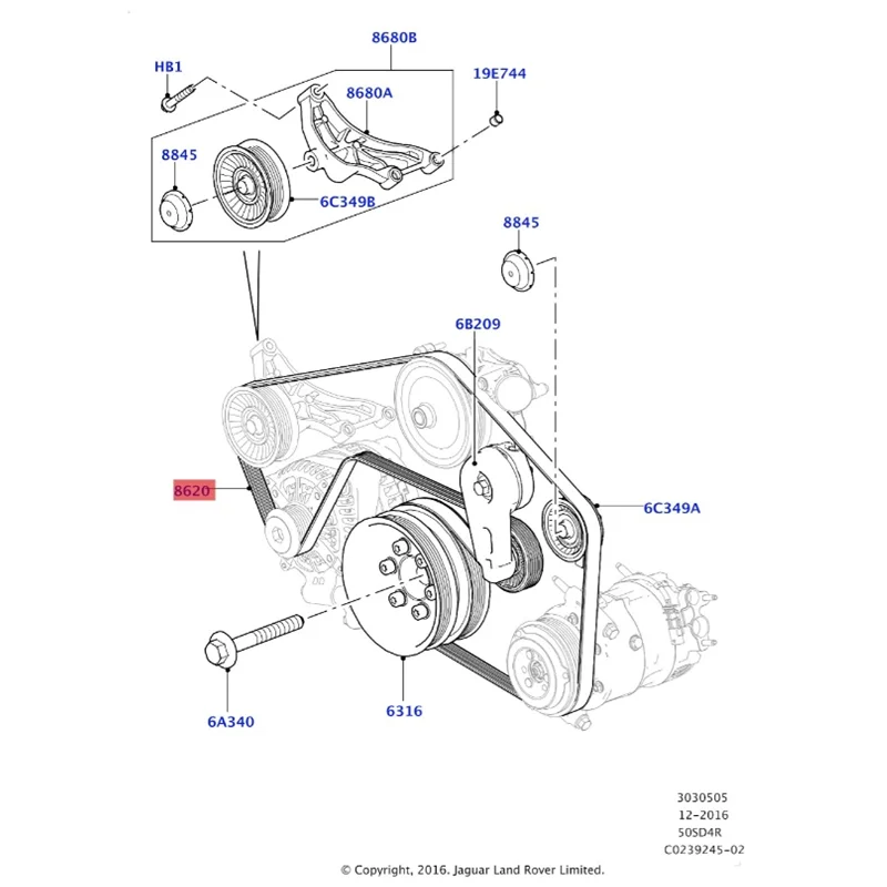 LR035543 Suitable for Range Rover Discovery 4/5 3.0T 5.0T Petrol Transmission Belt OE LR035543