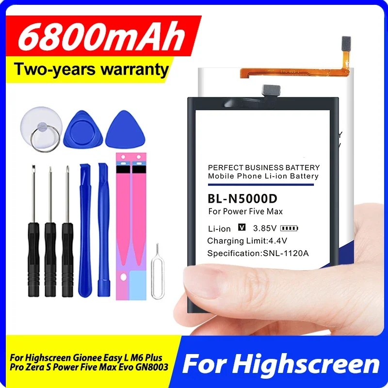 New EasyLPro ZeraSPower BL-N5000D PowerFiveEvo Battery For Highscreen Gionee Easy L S M6 Plus Pro Zera Power Five Max Evo GN8003