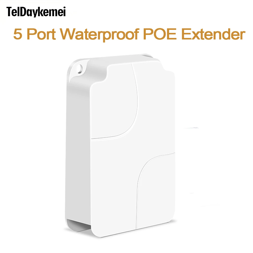 5 Ports Outdoor PoE Gigabit Extender 1 in 4 Out PoE Repeater with 1000Mbps Compatible IP55 Waterproof