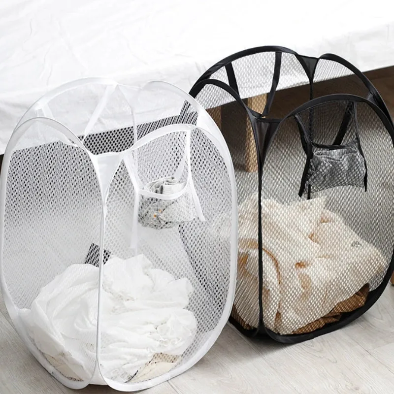 Zusammenklappbarer Sortierkorb für schmutzige Wäsche, Waschrahmen, Badezimmer-Tuch, Netz-Aufbewahrungstasche, Rahmen, Eimer, Wäsche-Organizer, Aufbewahrungstasche