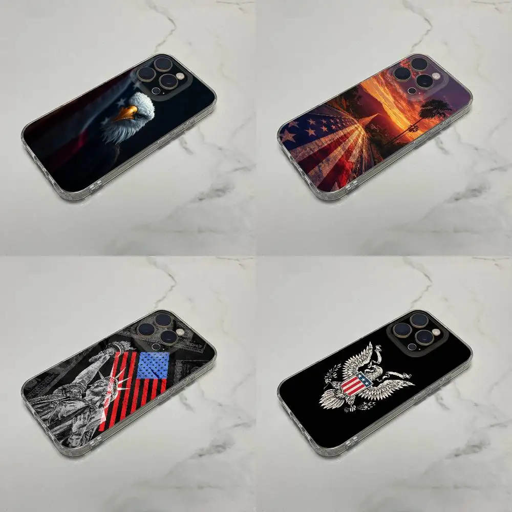 

Statue Liberty America USA Flag Passport Phone Case For iPhone 17,16,15,14,13,12,11 Plus,Pro,Max,Plus,E,SE4,Mini Transparent Box