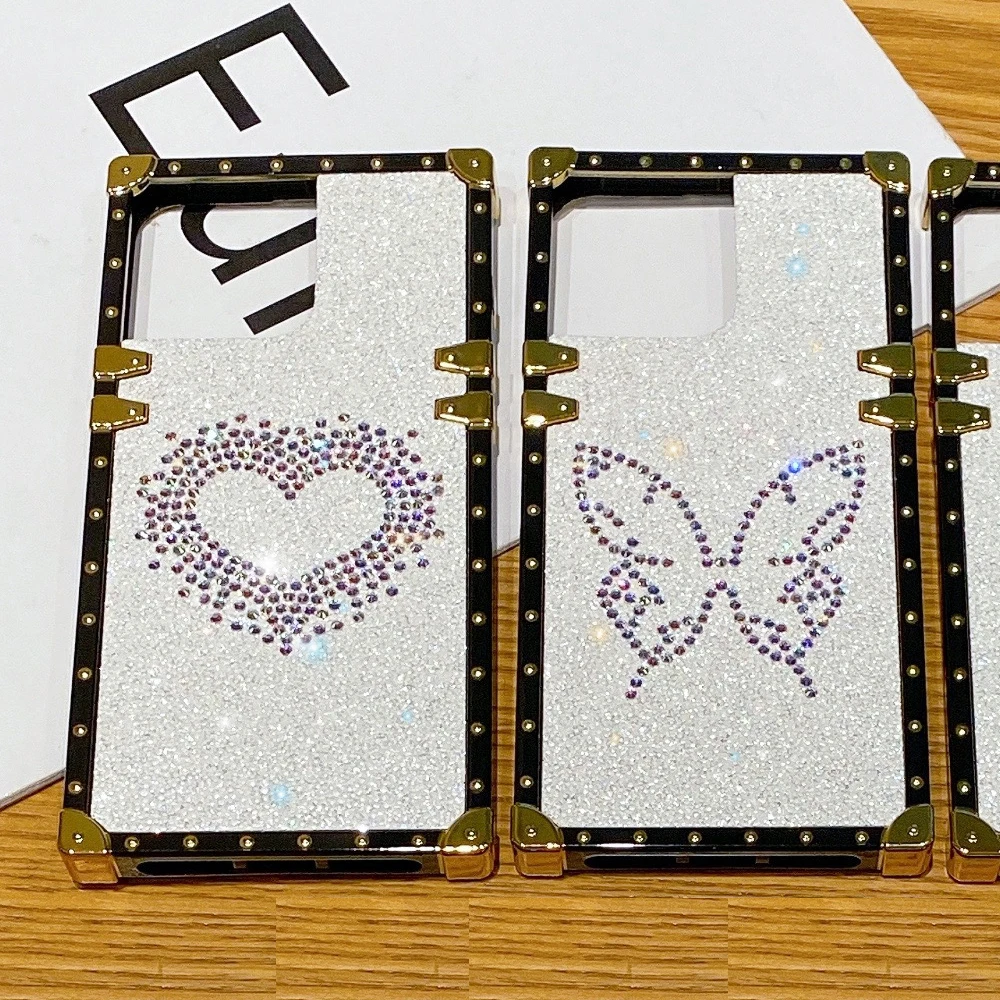 Penutup Retro Glitter mewah untuk Samsung Galaxy S24 Ultra S23 Plus S22 S10 S20 S21 FE Note 20 10 casing ponsel berlian busur hati mawar