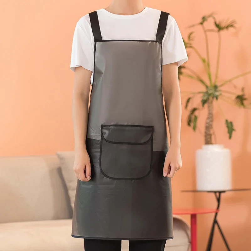 Men Women Mandiles TPU Kitchen Apron Waterproof Transparent Household Cleaning Aprons Painting Nails Beauty Makeup Pinafore