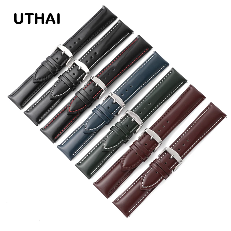 UTHAI Leather Strap is Made of High quality New Year Horse Hip Leather Wristband With Quick Release Ears18mm 19mm 20mm 21mm 22mm