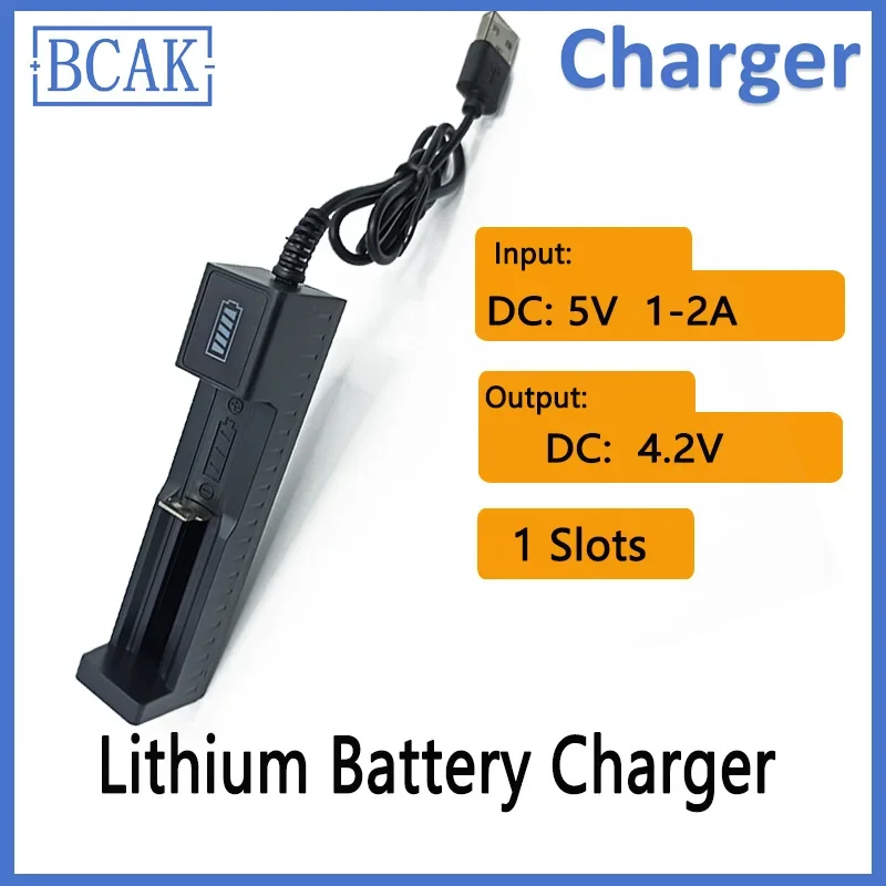 BCAK 4.2V Plastic Battery Charger with LED Indicator  for Li-ion Lithium Battery 18650 26650 25500 16340 14500 10440 17500 14430