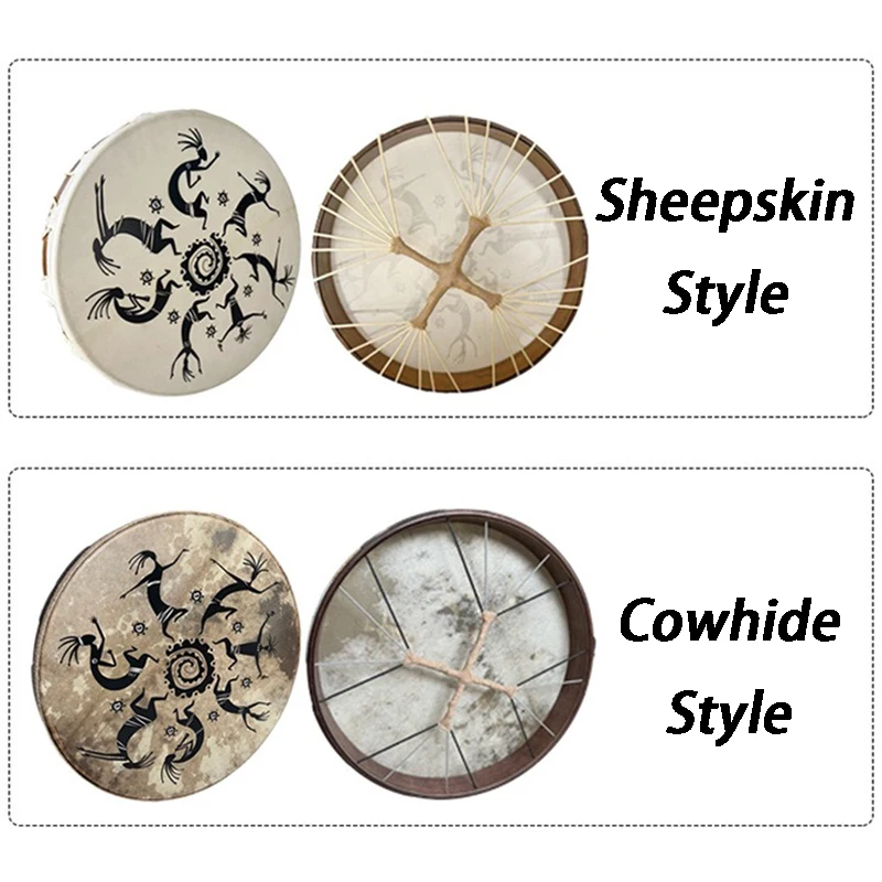 شفاء الشاماني طبل جلد الغنم الطبيعي شامان الطبول اليوغا التأمل الكبار الأطفال طبلة يدوية قرع الآلات الموسيقية