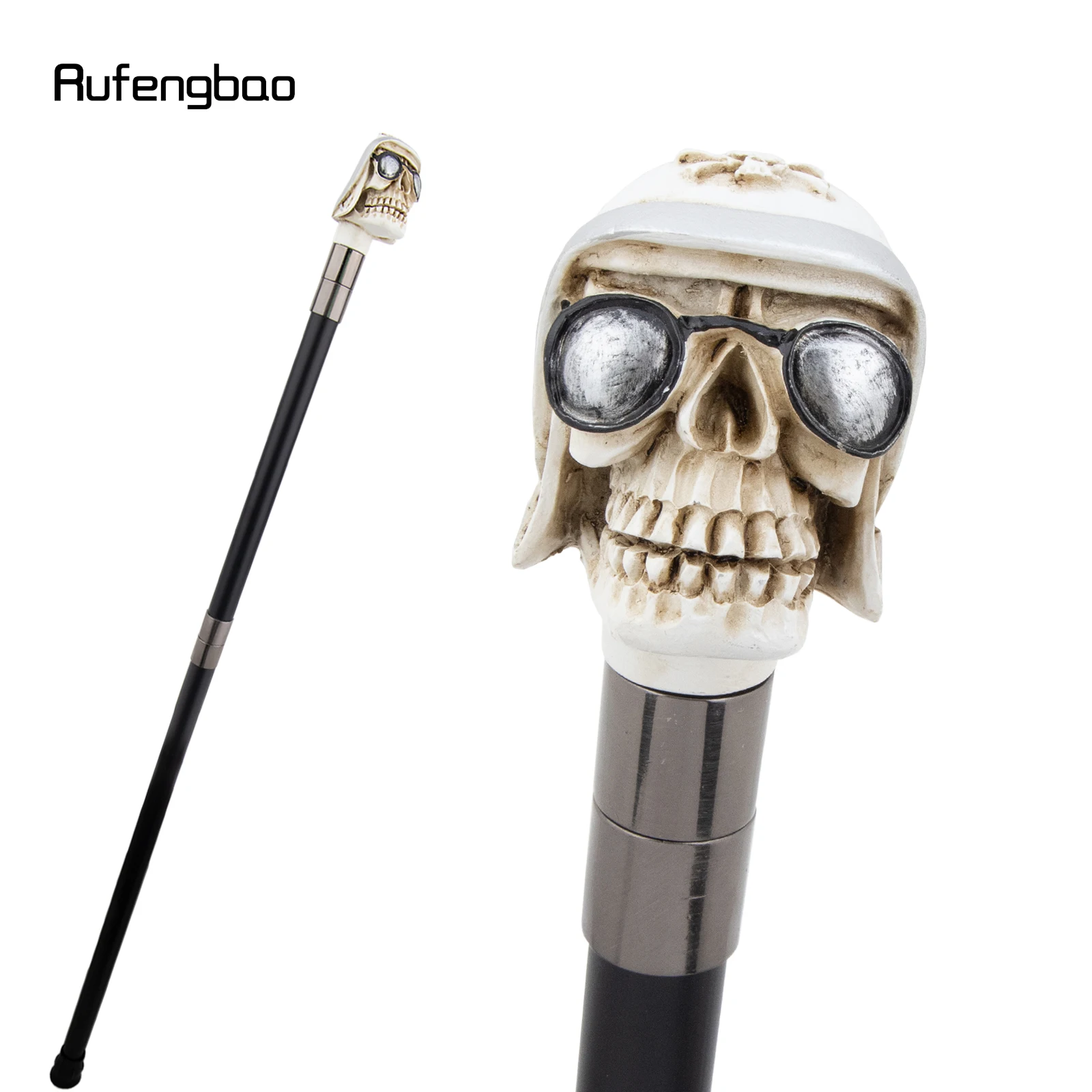 Silver Resin Wear Glasses Skull Head Cane Decorative Cospaly  Cane Halloween Mace Wand Crosier Performance Stage Cane 94cm view 3