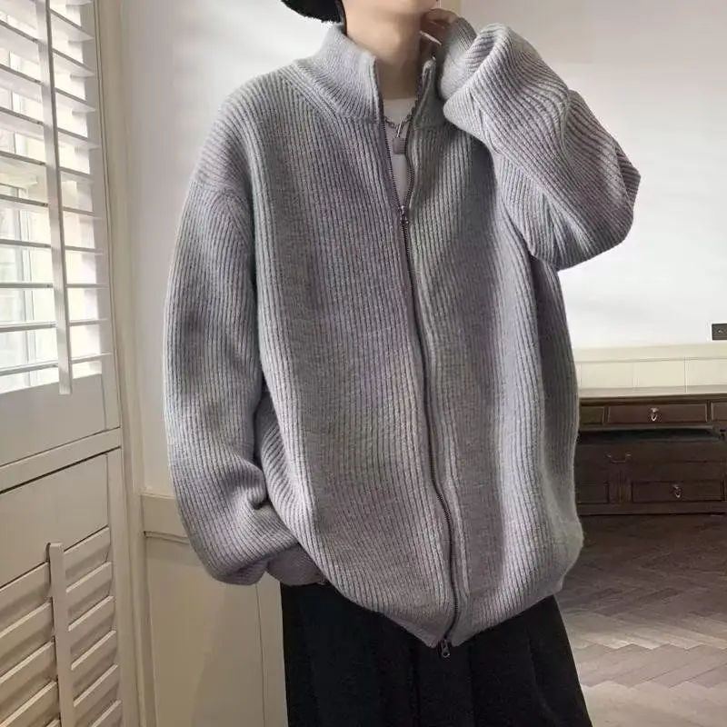 Men's Cardigan 2025 Autumn Winter Knitting Sweater Japanese Retro Cardigan Sweater Loose Knitwear Outer Wear Zip Sweater Jacket