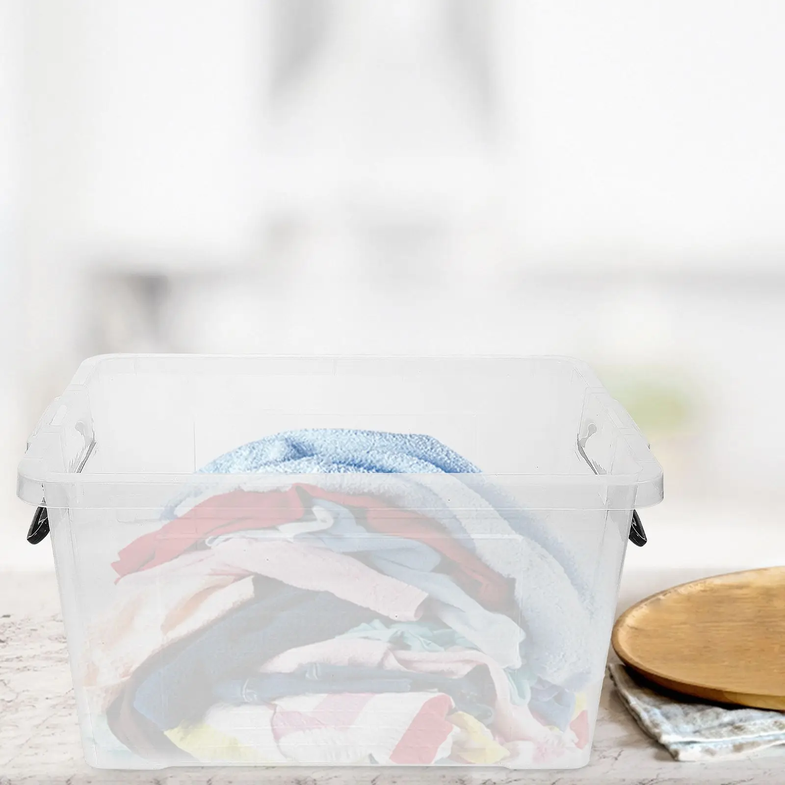 

Transparent Storage Bins Clear Containers with Lids Large Capacity Plastic Boxes Organizer 8 Inch Bins Household Tidy Solution