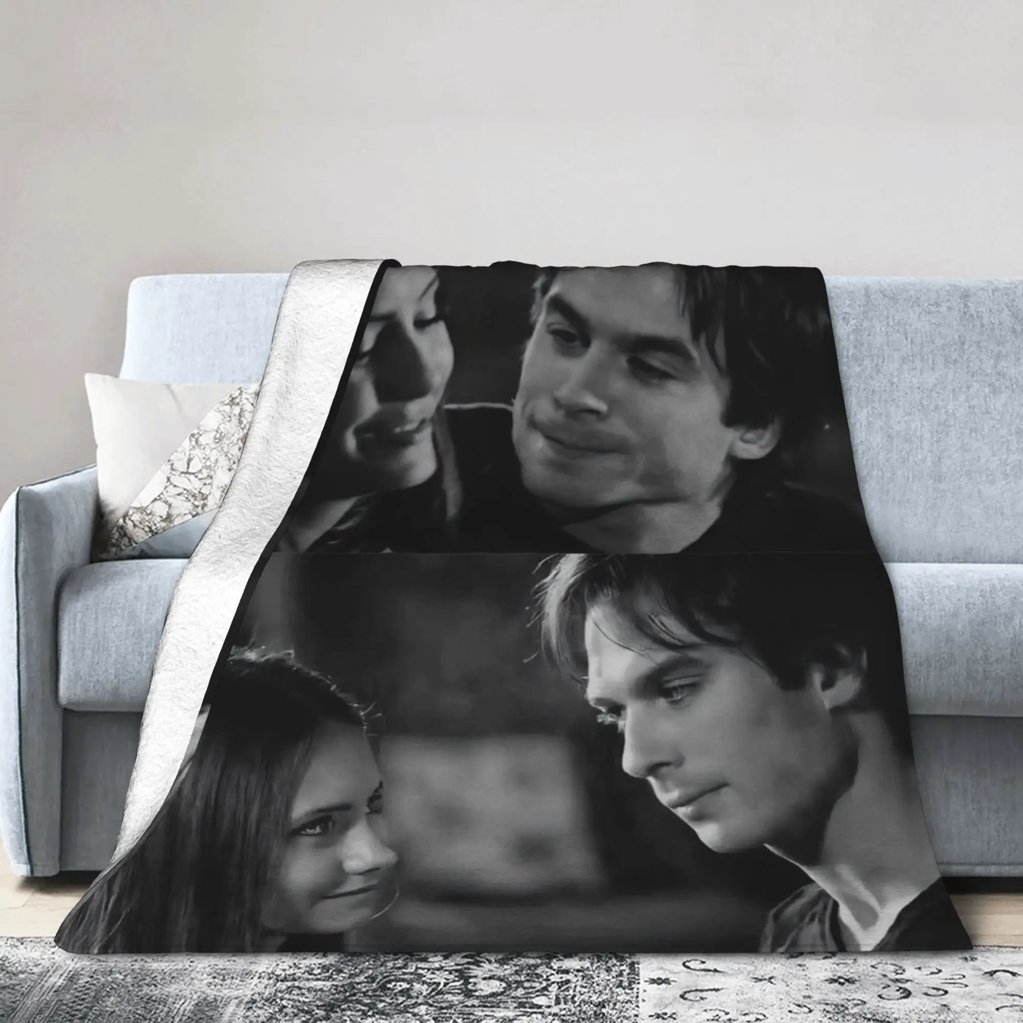 Vampire Diaries Damon Salvatore Blanket Fleece All Season  Breathable Lightweight Throw Blanket for Home Outdoor Bedding Throws
